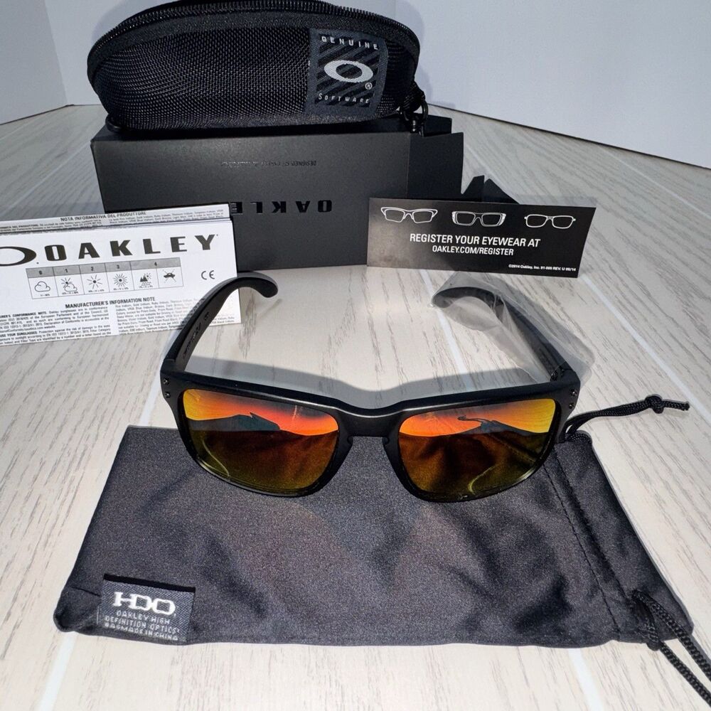 Oakley Holbrook 009244 Polarized Sunglasses Men Black Frame Prizm Orange Lens